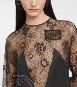 Prada Bedrucktes Midikleid Mit Spitze -LORO PIANA Verkaufsgeschäft P00410489 d1