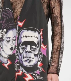 Prada Bedrucktes Midikleid Mit Spitze -LORO PIANA Verkaufsgeschäft P00410489 d2