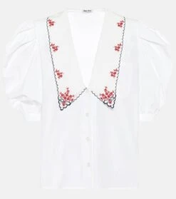 Miu Miu Verzierte Bluse Aus Baumwolle