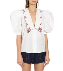 Miu Miu Verzierte Bluse Aus Baumwolle -LORO PIANA Verkaufsgeschäft P00441511 d4