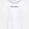 Miu Miu Verziertes T-Shirt Aus Baumwolle