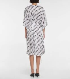 Balenciaga Midikleid New Scribble Aus Seide -LORO PIANA Verkaufsgeschäft P00637294 b2