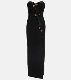 Versace Verziertes Maxikleid Safety Pin Aus Crêpe