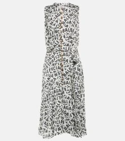 Balenciaga Bedrucktes Midikleid Aus Satin