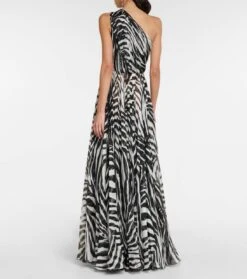 Dolce & Gabbana Bedruckte One-Shoulder-Robe Aus Seide -LORO PIANA Verkaufsgeschäft P00705197 b2