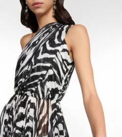 Dolce & Gabbana Bedruckte One-Shoulder-Robe Aus Seide -LORO PIANA Verkaufsgeschäft P00705197 d1