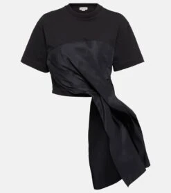 Alexander McQueen T-Shirt Hybrid Drape Aus Baumwolle Und Faille