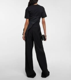 Alexander McQueen T-Shirt Hybrid Drape Aus Baumwolle Und Faille -LORO PIANA Verkaufsgeschäft P00743447 b2