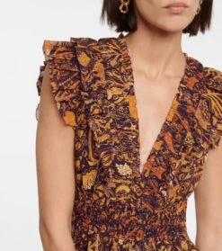 ULLA JOHNSON Bedrucktes Midikleid Samara Aus Chiffon -LORO PIANA Verkaufsgeschäft P00747506 d1