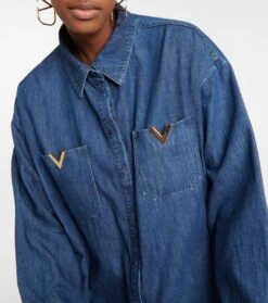 Valentino Hemdblusenkleid VGOLD Aus Chambray -LORO PIANA Verkaufsgeschäft P00751360 d1