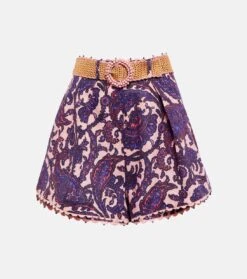 Zimmermann High-Rise Shorts Aus Leinen