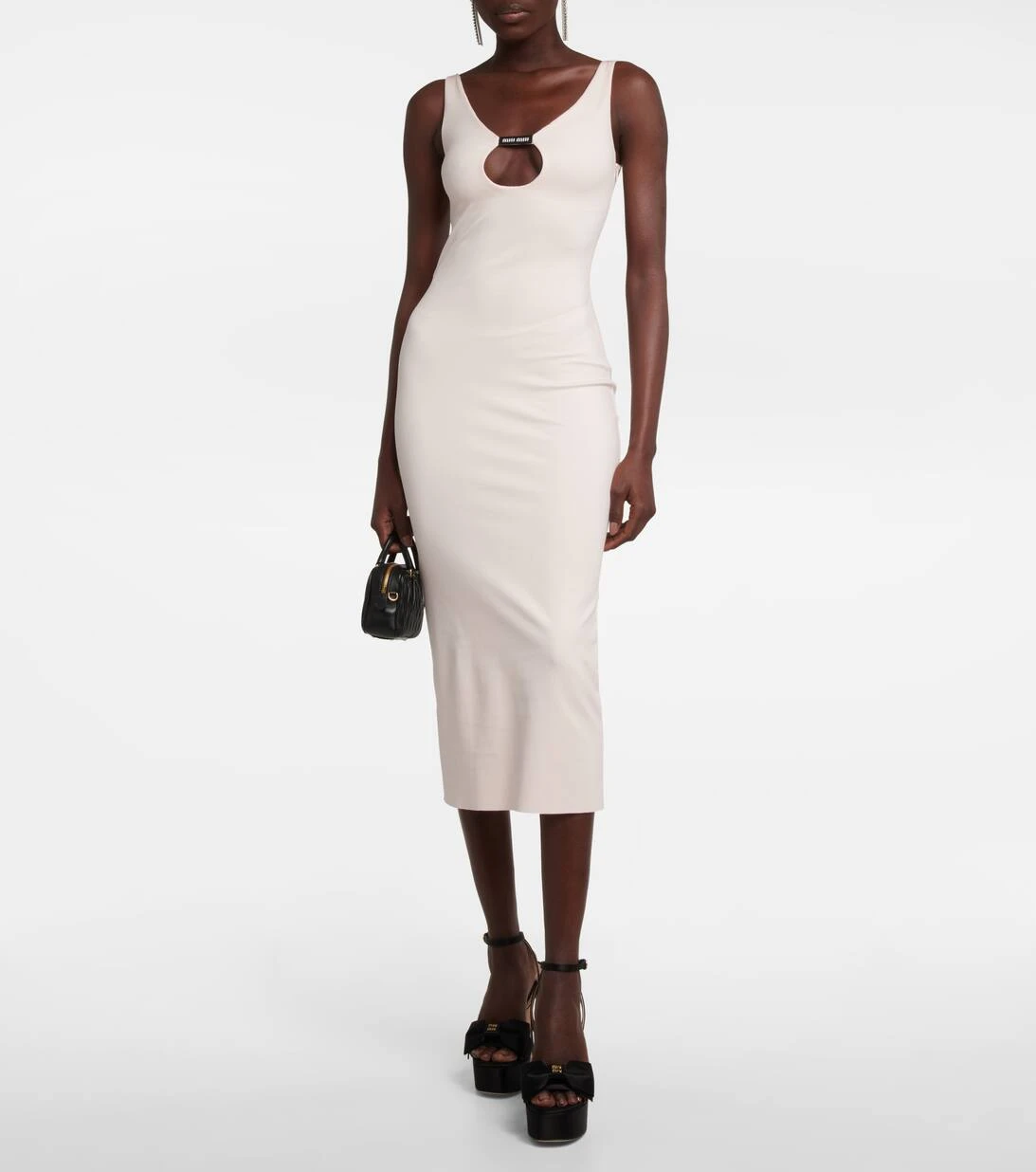 Miu Miu Midikleid Aus Jersey Mit Cut-out 2 Miu Miu Midikleid Aus Jersey Mit Cut-out – Bild 2