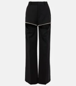 Area Verzierte Hose Aus Woll-Crêpe
