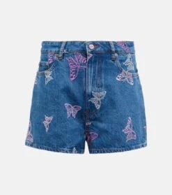 Ganni Bestickte Jeansshorts