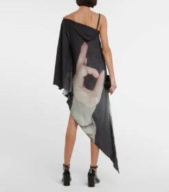 MM6 Maison Margiela Bedrucktes One-Shoulder-Midikleid -LORO PIANA Verkaufsgeschäft P00767974 b2