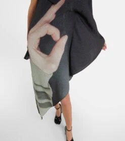 MM6 Maison Margiela Bedrucktes One-Shoulder-Midikleid -LORO PIANA Verkaufsgeschäft P00767974 d3