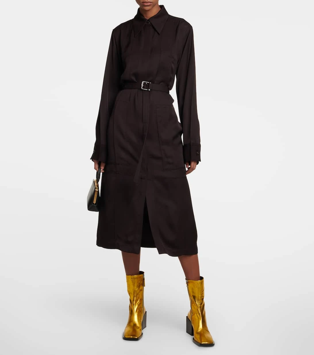 Jil Sander Midikleid Aus Satin 2 Jil Sander Midikleid Aus Satin – Bild 2