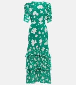 RIXO Bedrucktes Maxikleid Evelyn Aus Crêpe