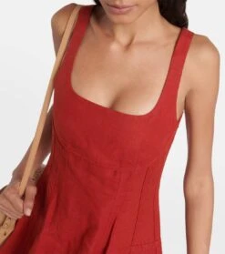 Chloé Midikleid Aus Leinen 8 Chloé Midikleid Aus Leinen -LORO PIANA Verkaufsgeschäft P00782233 d1